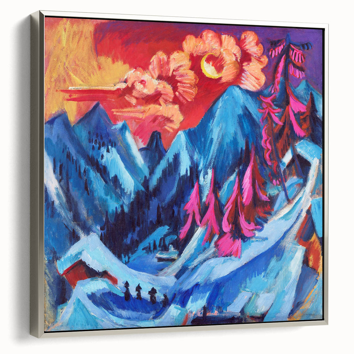 Vibrant Expressionist Winter Scene – Abstract Mountain Wall Art
