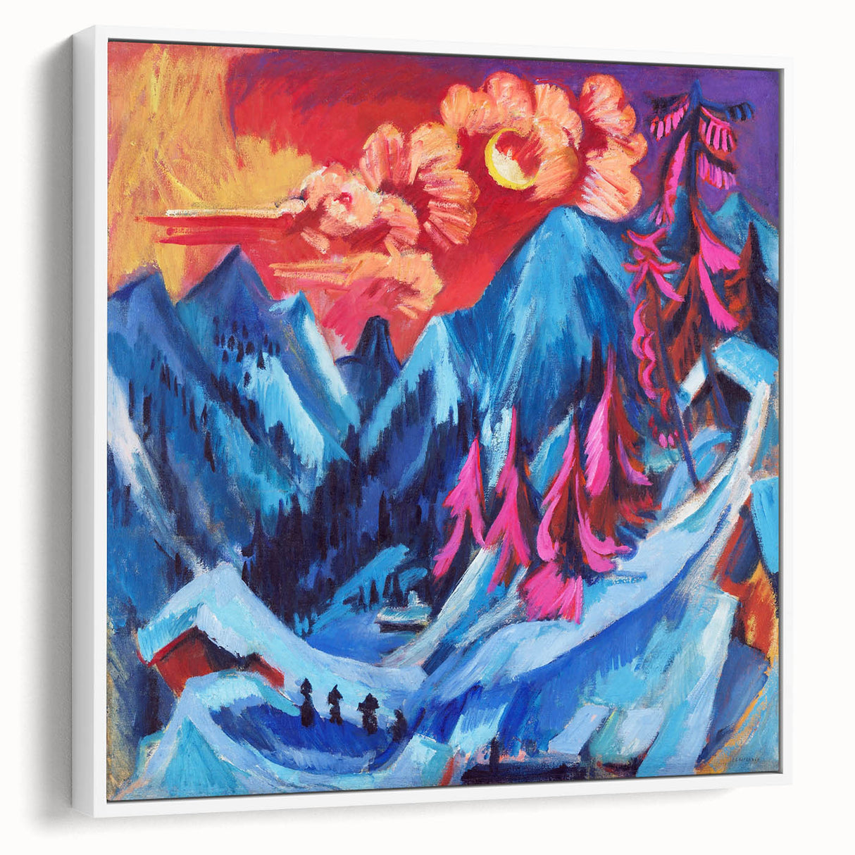 Vibrant Expressionist Winter Scene – Abstract Mountain Wall Art