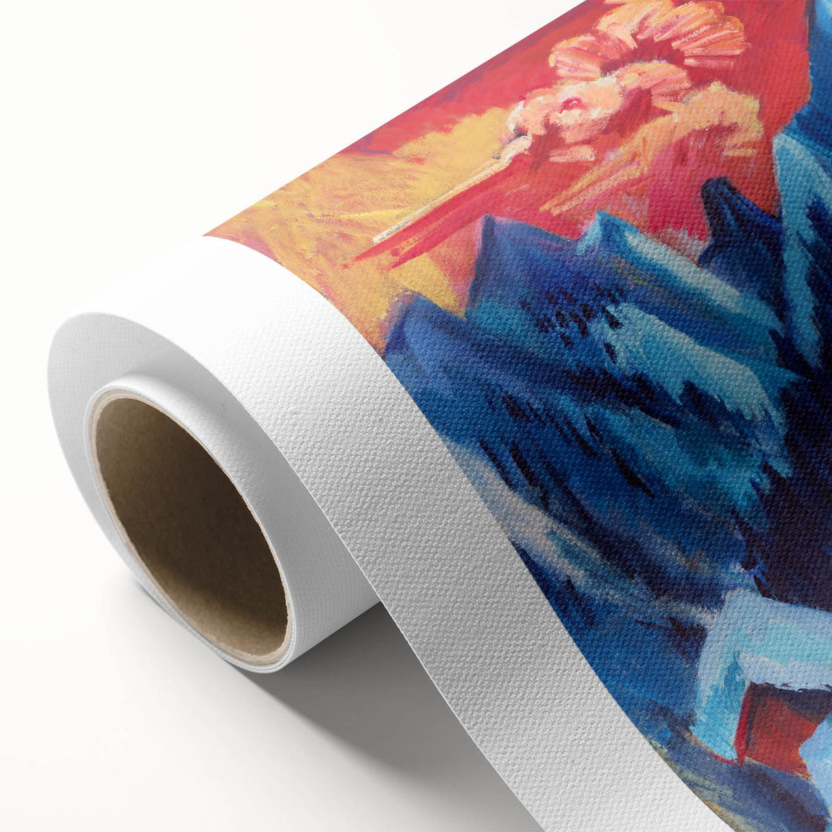 Vibrant Expressionist Winter Scene – Abstract Mountain Wall Art