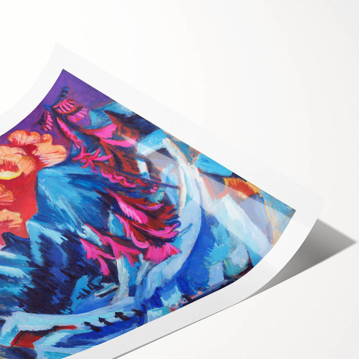 Vibrant Expressionist Winter Scene – Abstract Mountain Wall Art