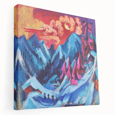 Vibrant Expressionist Winter Scene – Abstract Mountain Wall Art