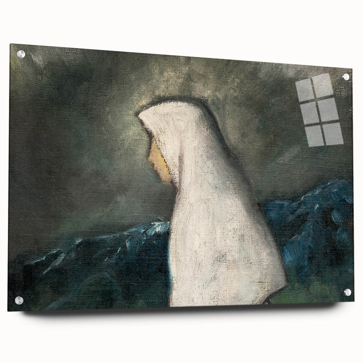 Expressionist Art - Woman in a White Shawl by Zolo Palugyay - Vintage Scene