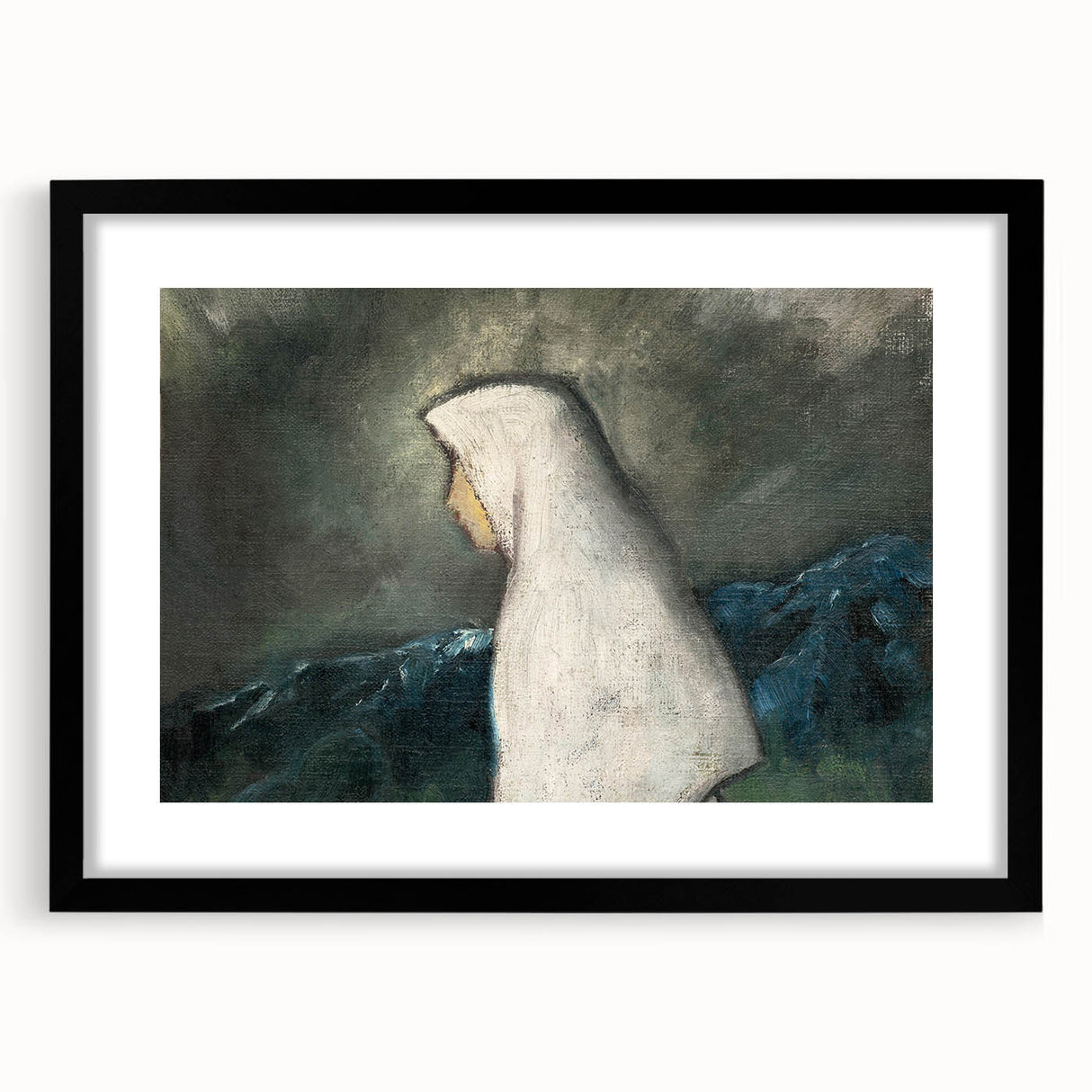 Expressionist Art - Woman in a White Shawl by Zolo Palugyay - Vintage Scene