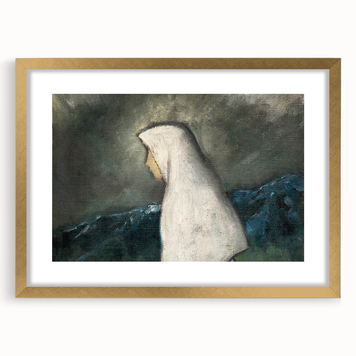Expressionist Art - Woman in a White Shawl by Zolo Palugyay - Vintage Scene