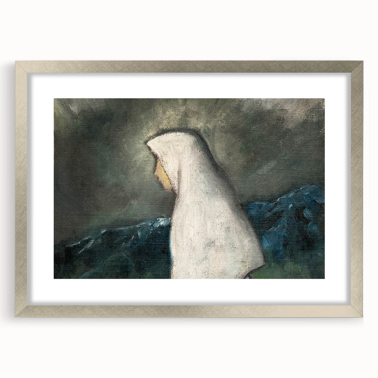 Expressionist Art - Woman in a White Shawl by Zolo Palugyay - Vintage Scene