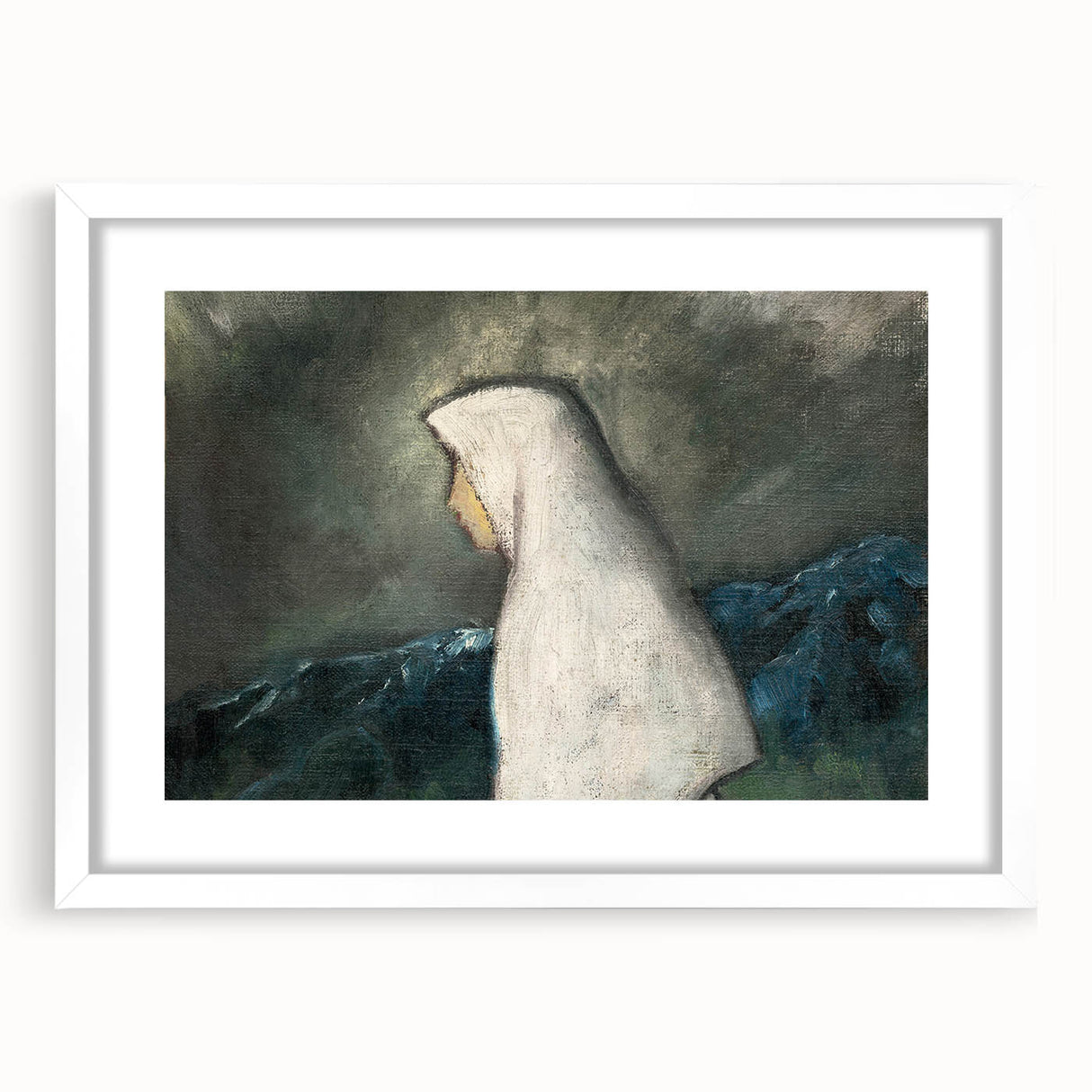 Expressionist Art - Woman in a White Shawl by Zolo Palugyay - Vintage Scene
