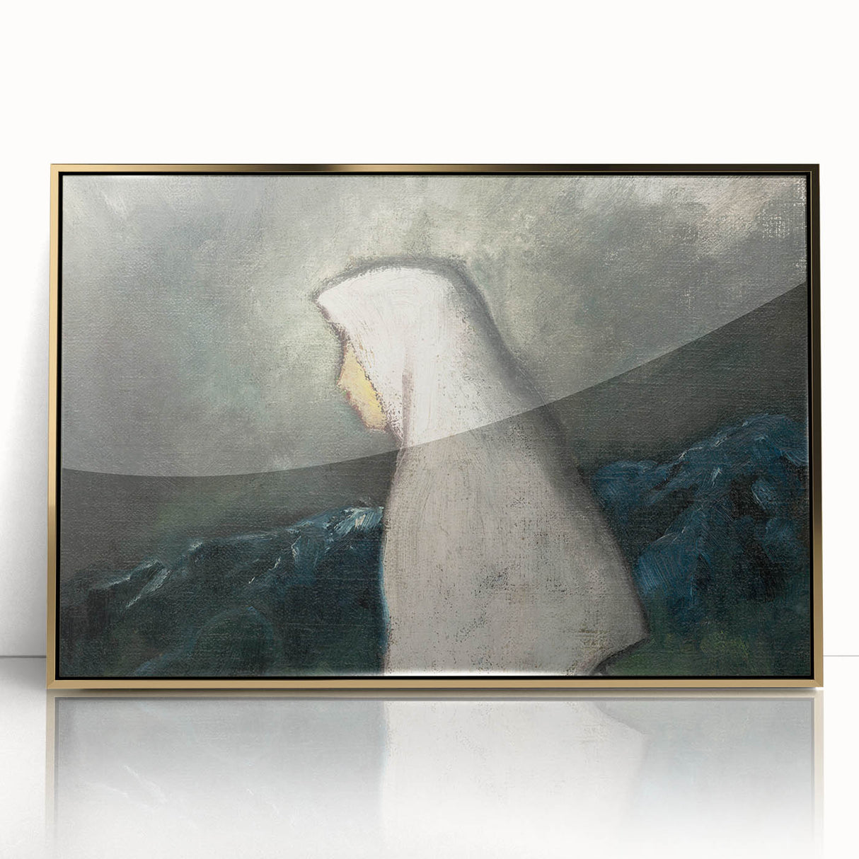 Expressionist Art - Woman in a White Shawl by Zolo Palugyay - Vintage Scene