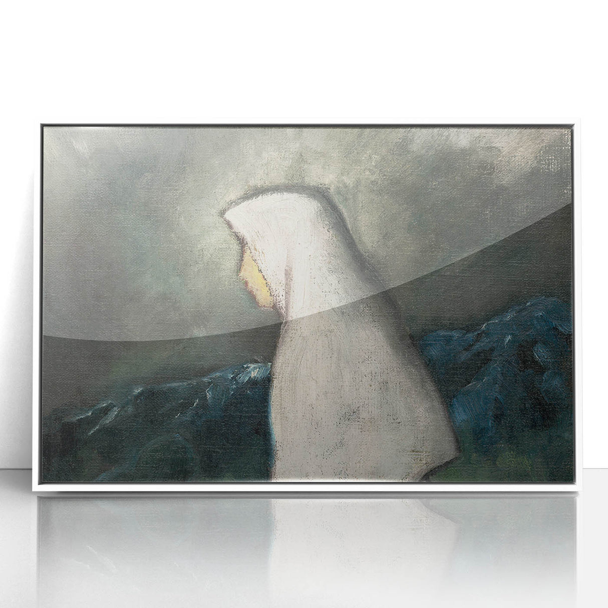 Expressionist Art - Woman in a White Shawl by Zolo Palugyay - Vintage Scene