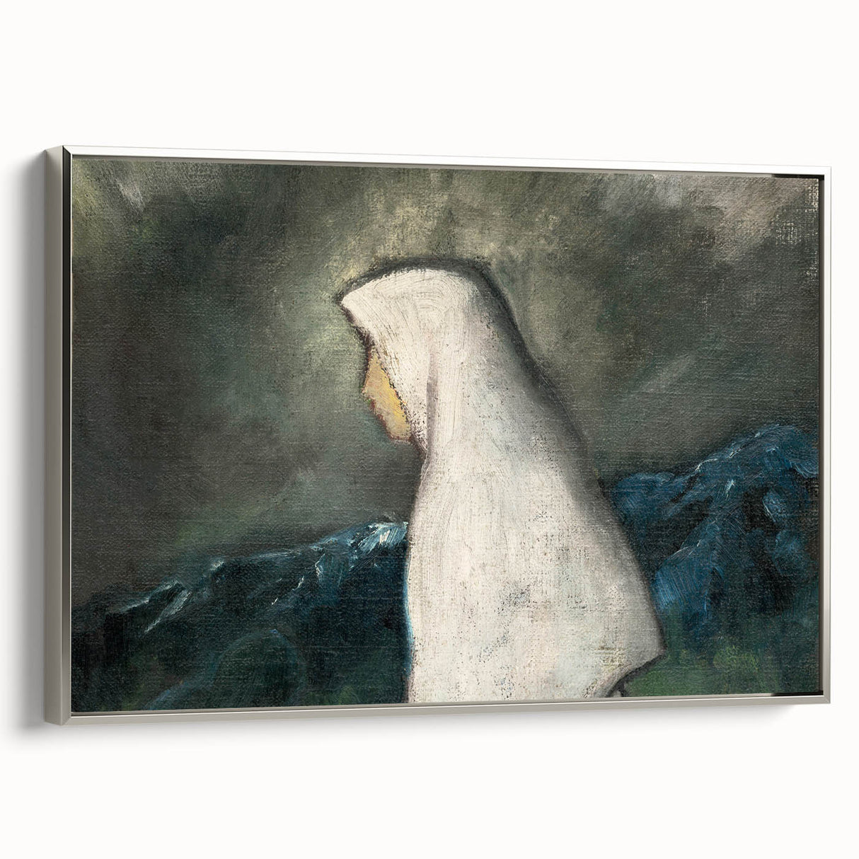 Expressionist Art - Woman in a White Shawl by Zolo Palugyay - Vintage Scene