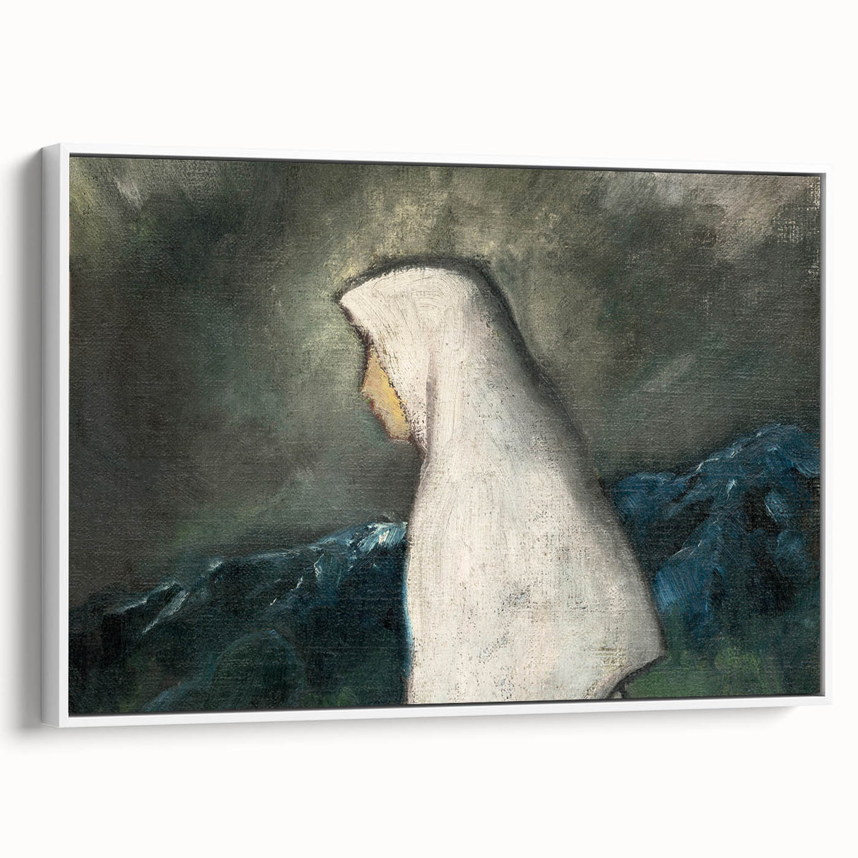 Expressionist Art - Woman in a White Shawl by Zolo Palugyay - Vintage Scene