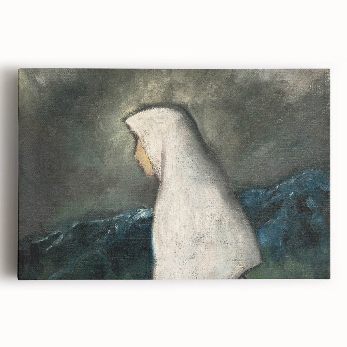 Expressionist Art - Woman in a White Shawl by Zolo Palugyay - Vintage Scene