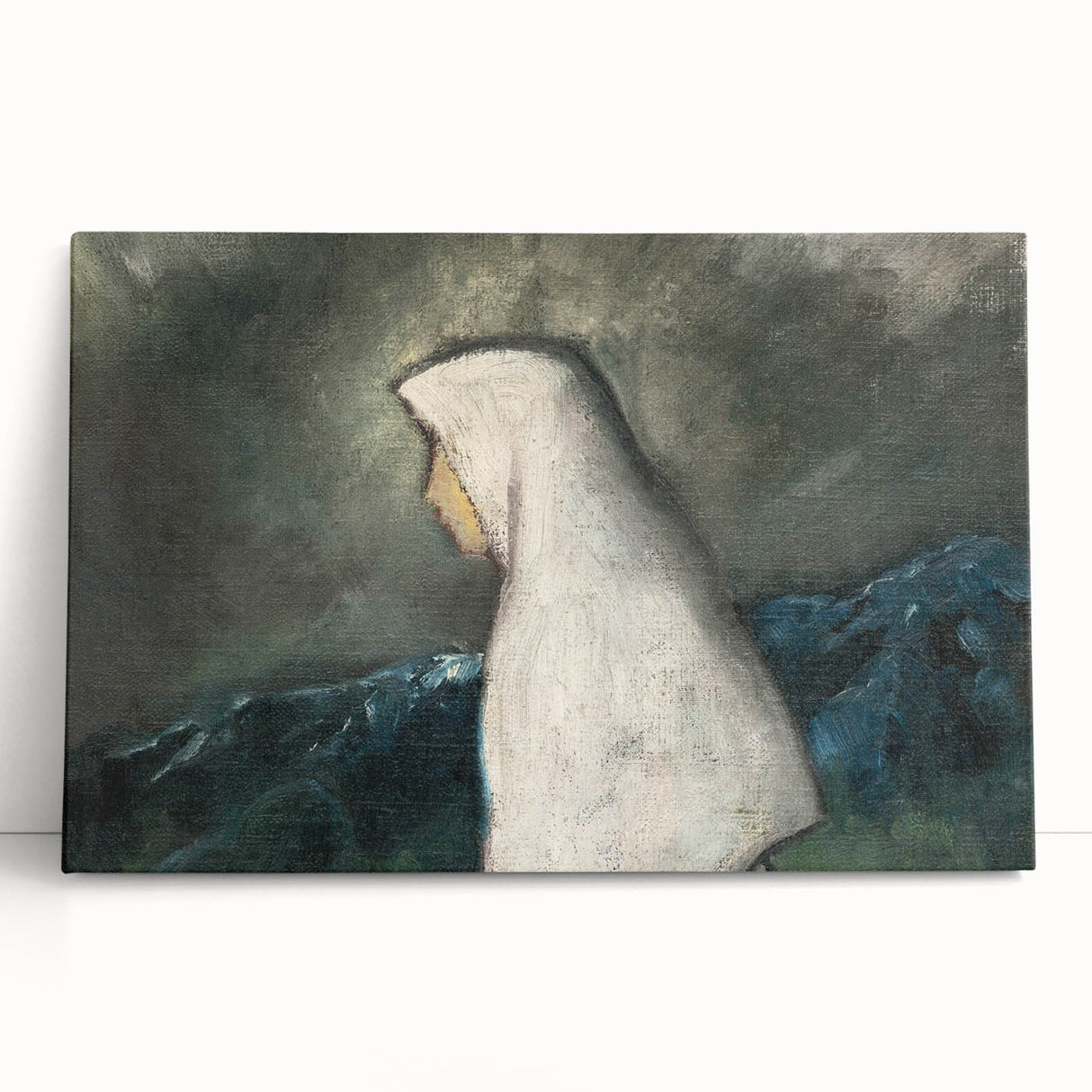 Expressionist Art - Woman in a White Shawl by Zolo Palugyay - Vintage Scene