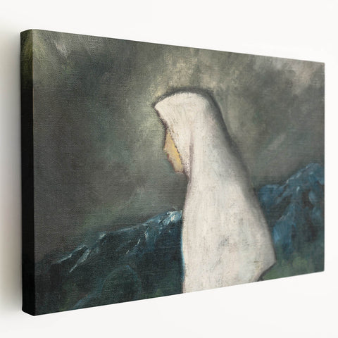 Expressionist Art - Woman in a White Shawl by Zolo Palugyay - Vintage Scene