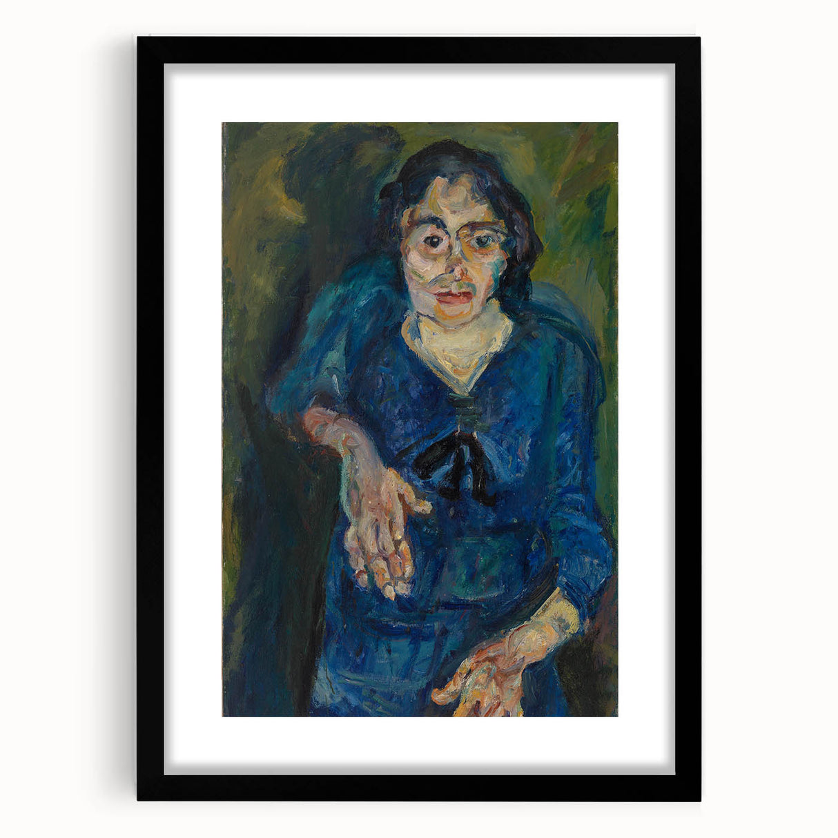 Expressionist Woman in Blue – Vibrant Figurative Wall Art