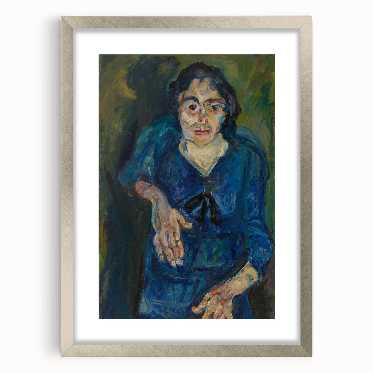 Expressionist Woman in Blue – Vibrant Figurative Wall Art