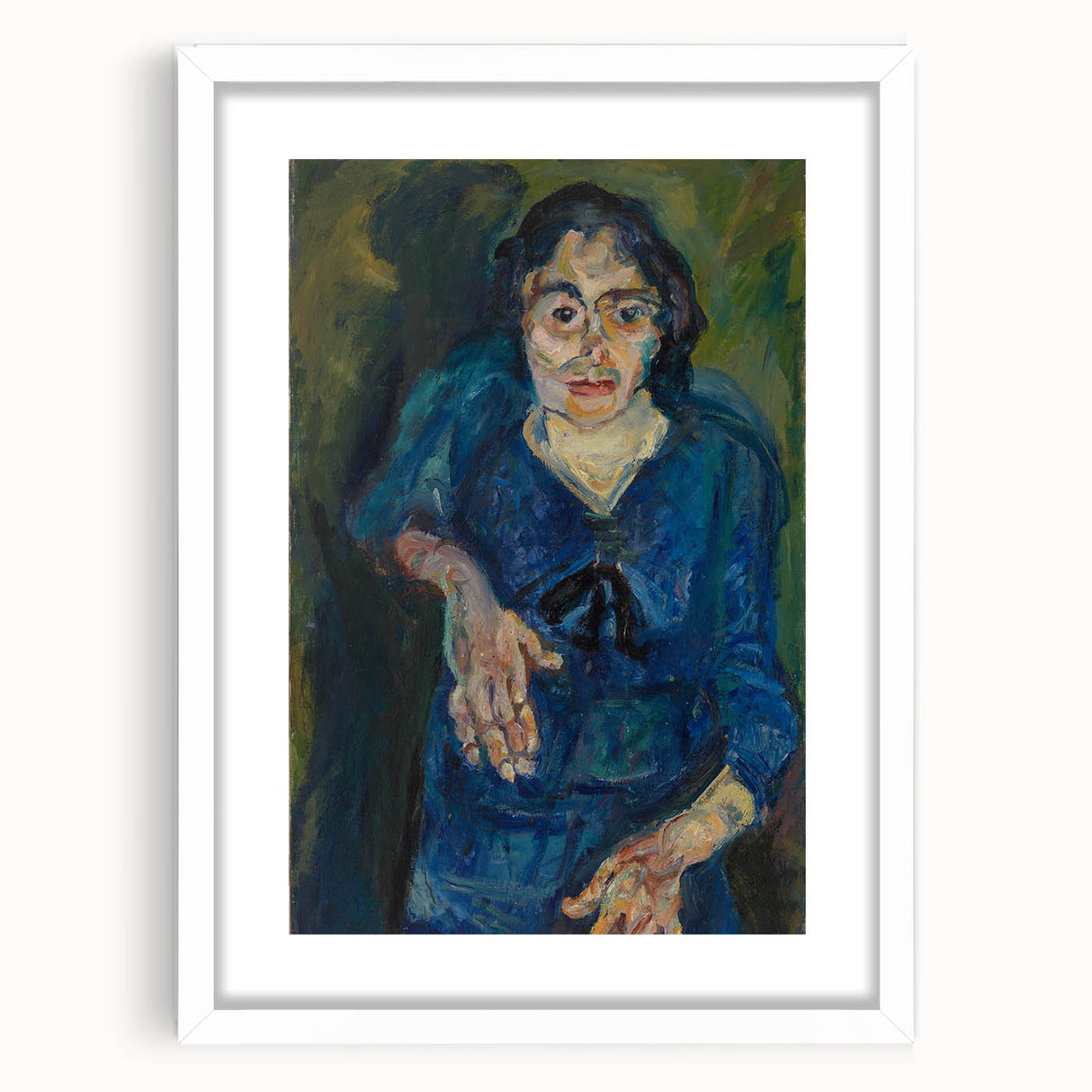 Expressionist Woman in Blue – Vibrant Figurative Wall Art