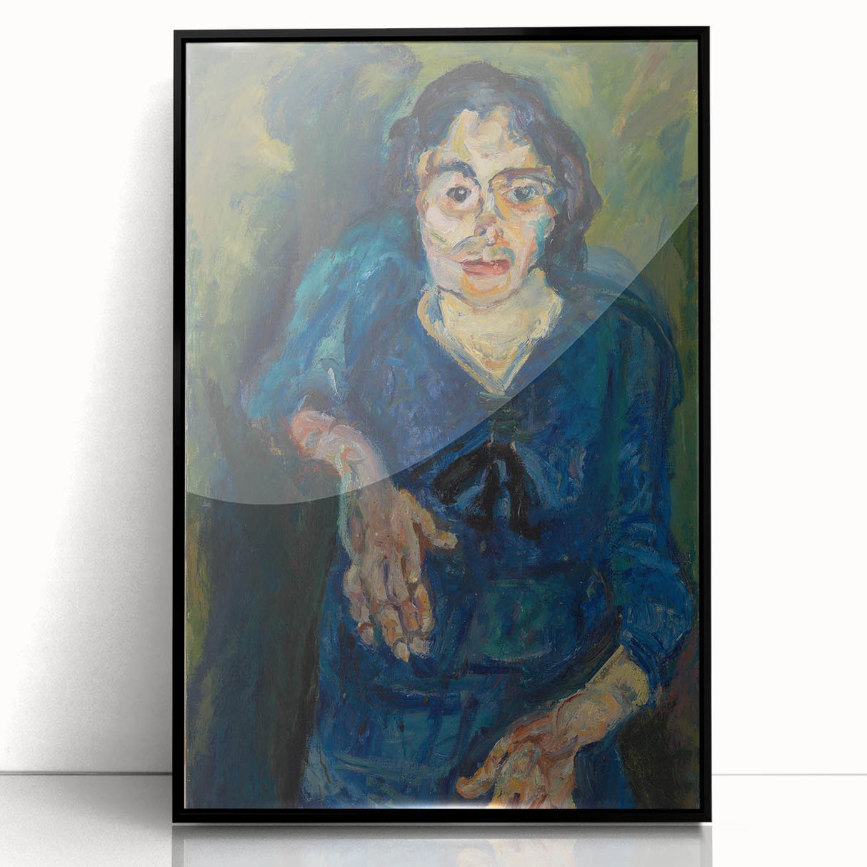 Expressionist Woman in Blue – Vibrant Figurative Wall Art
