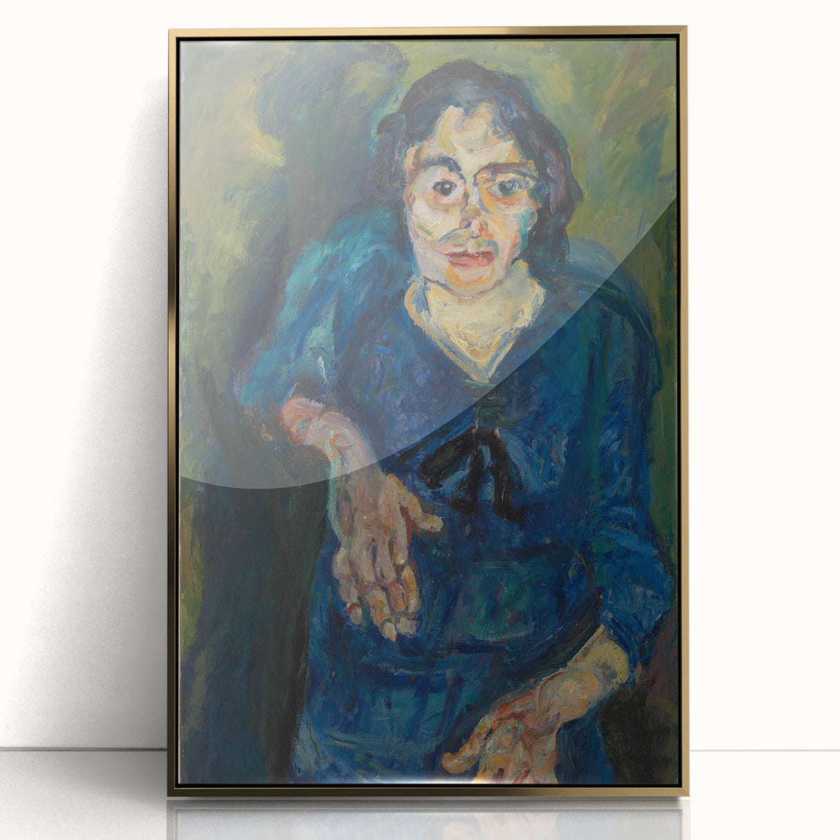 Expressionist Woman in Blue – Vibrant Figurative Wall Art