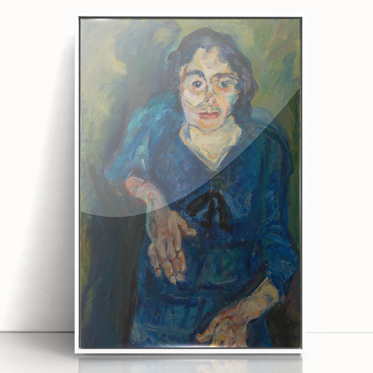 Expressionist Woman in Blue – Vibrant Figurative Wall Art