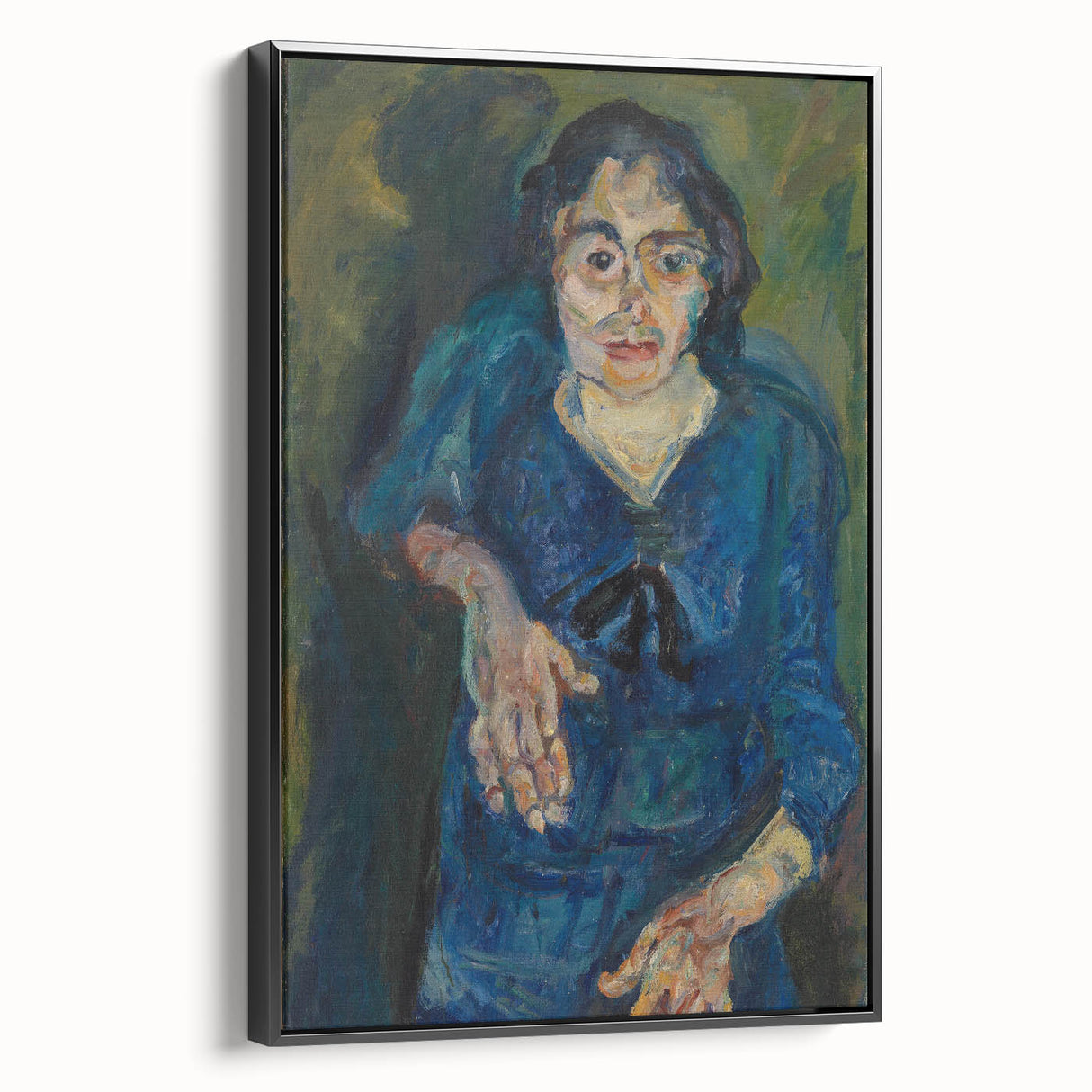 Expressionist Woman in Blue – Vibrant Figurative Wall Art
