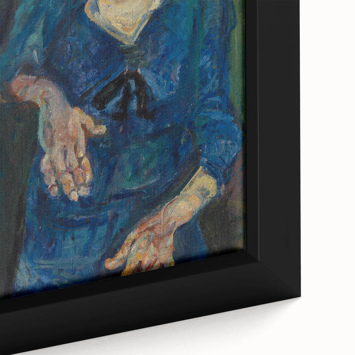 Expressionist Woman in Blue – Vibrant Figurative Wall Art