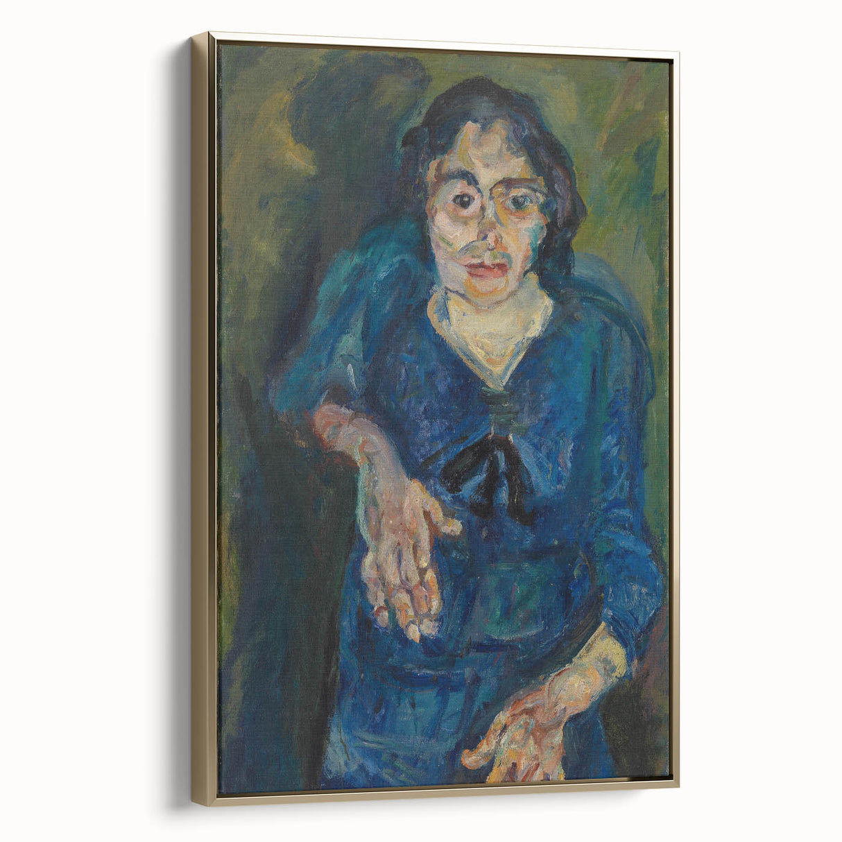 Expressionist Woman in Blue – Vibrant Figurative Wall Art