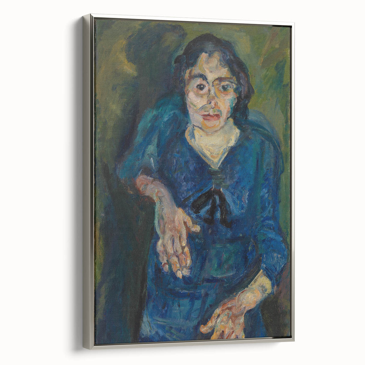 Expressionist Woman in Blue – Vibrant Figurative Wall Art