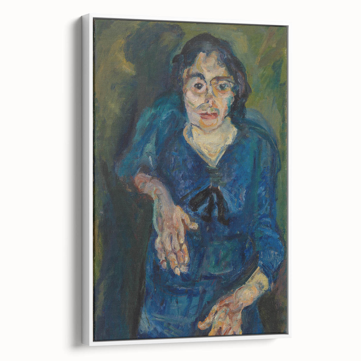 Expressionist Woman in Blue – Vibrant Figurative Wall Art