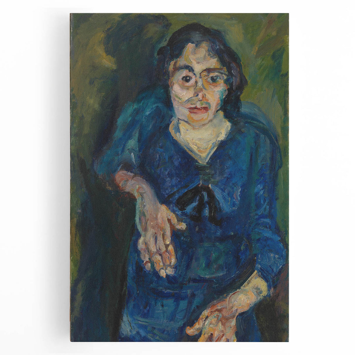 Expressionist Woman in Blue – Vibrant Figurative Wall Art