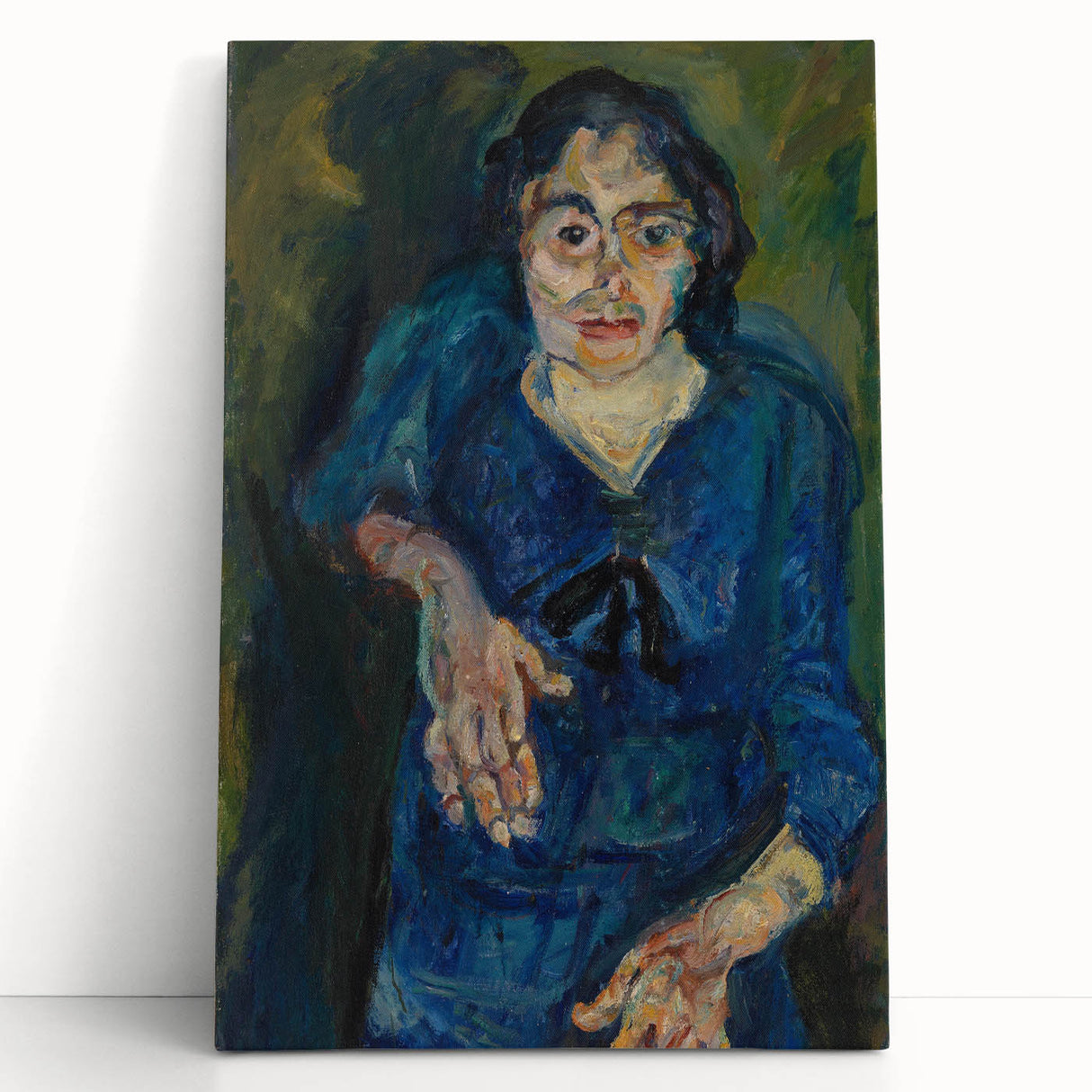 Expressionist Woman in Blue – Vibrant Figurative Wall Art