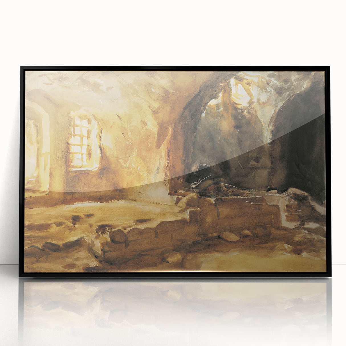 Romantic Art Prints: Ruined Cellar—Arras by John Singer Sargent
