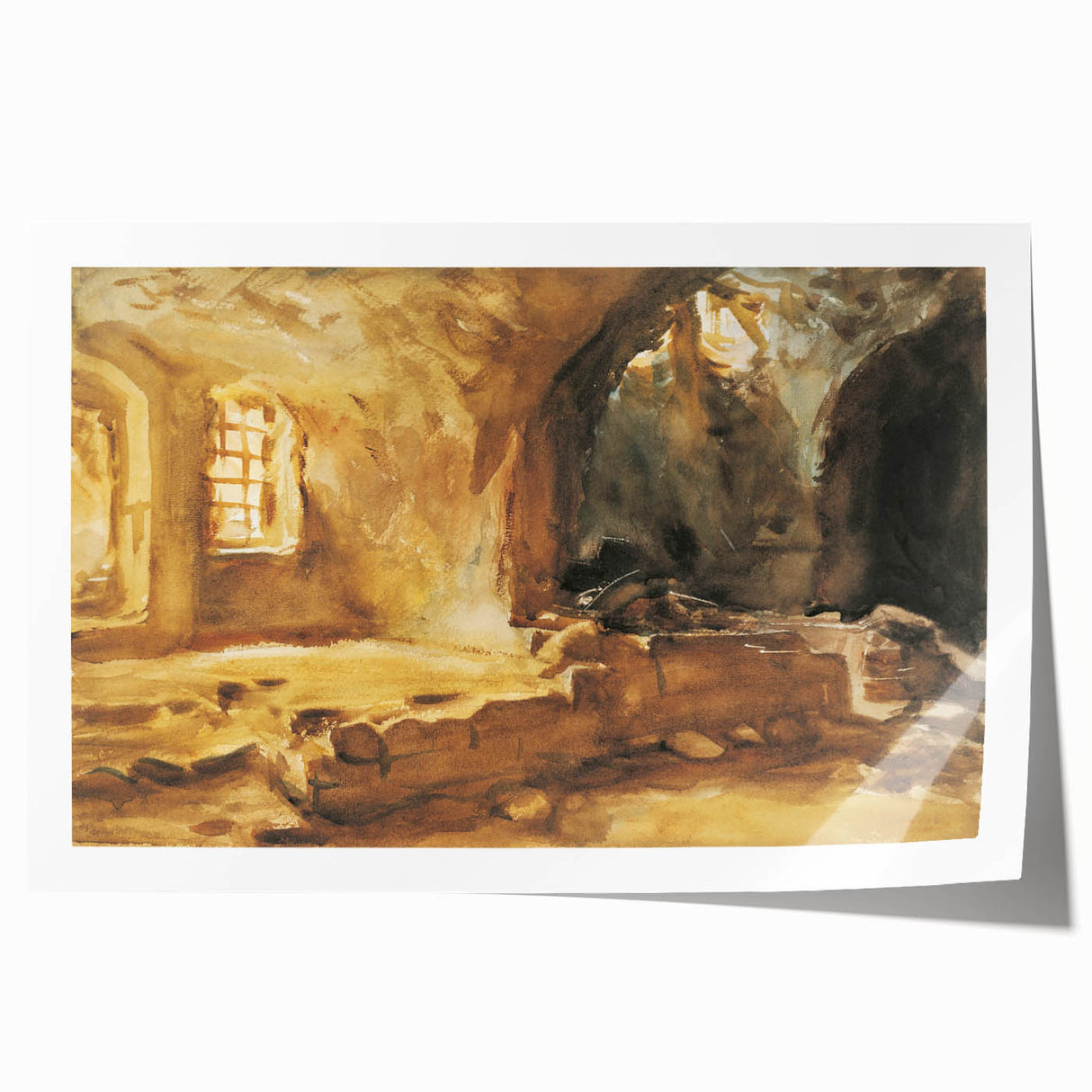 Romantic Art Prints: Ruined Cellar—Arras by John Singer Sargent