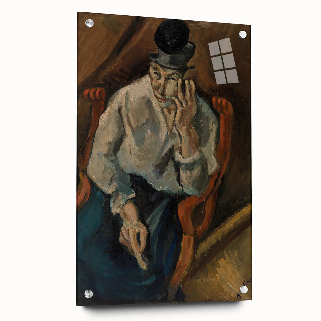 Expressionist Woman in Armchair – Bold Figurative Wall Art