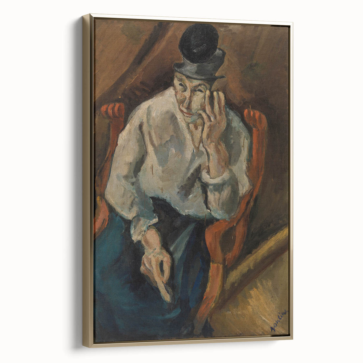 Expressionist Woman in Armchair – Bold Figurative Wall Art