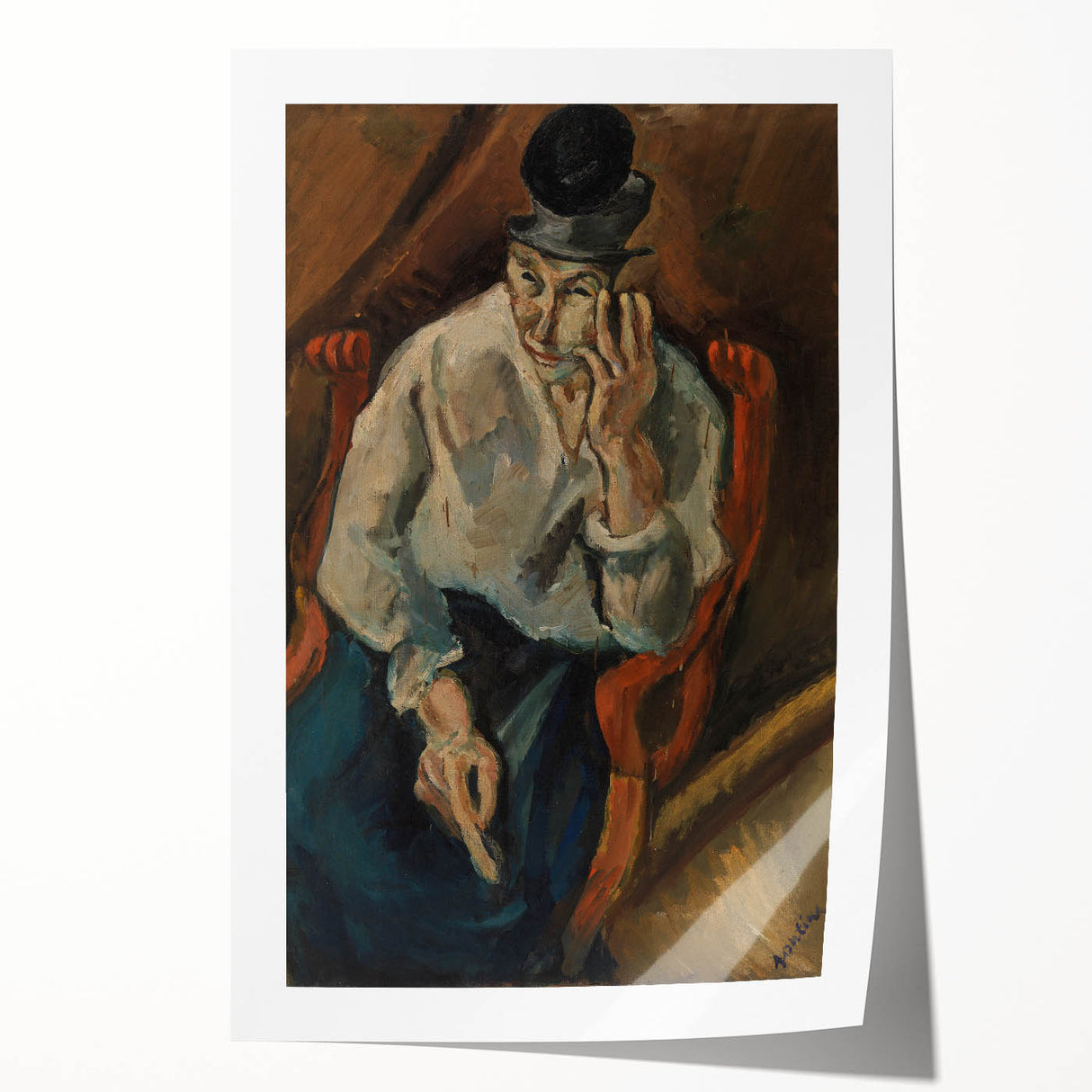 Expressionist Woman in Armchair – Bold Figurative Wall Art