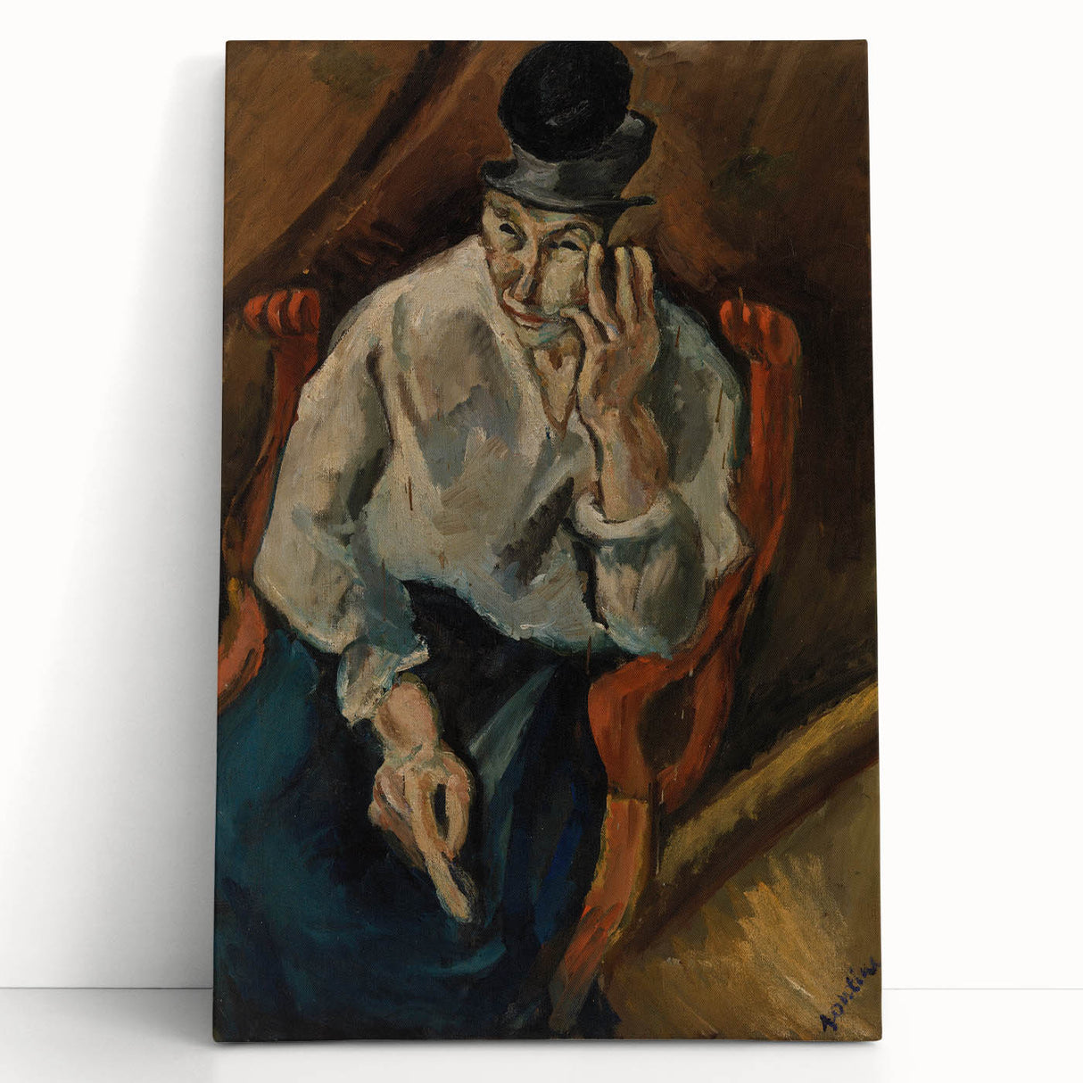 Expressionist Woman in Armchair – Bold Figurative Wall Art