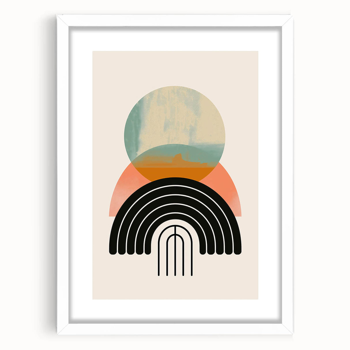 Canvas Art for Dining Area - Retro Geometric Abstract Print