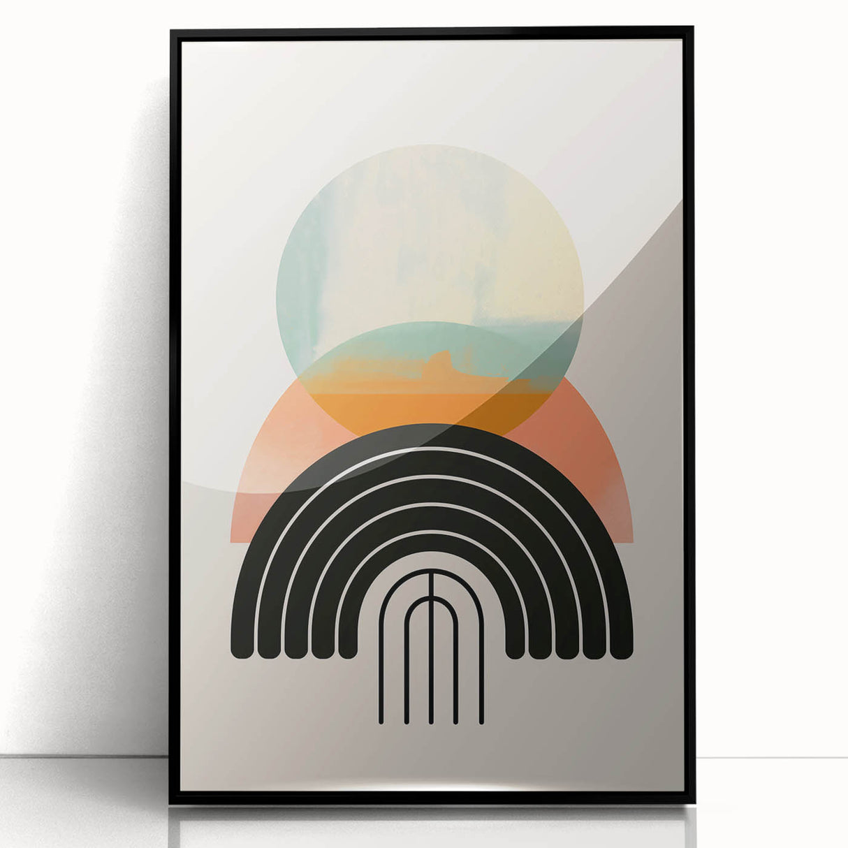 Canvas Art for Dining Area - Retro Geometric Abstract Print
