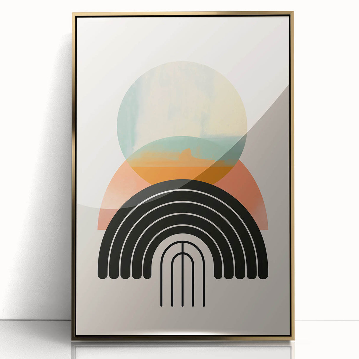 Canvas Art for Dining Area - Retro Geometric Abstract Print