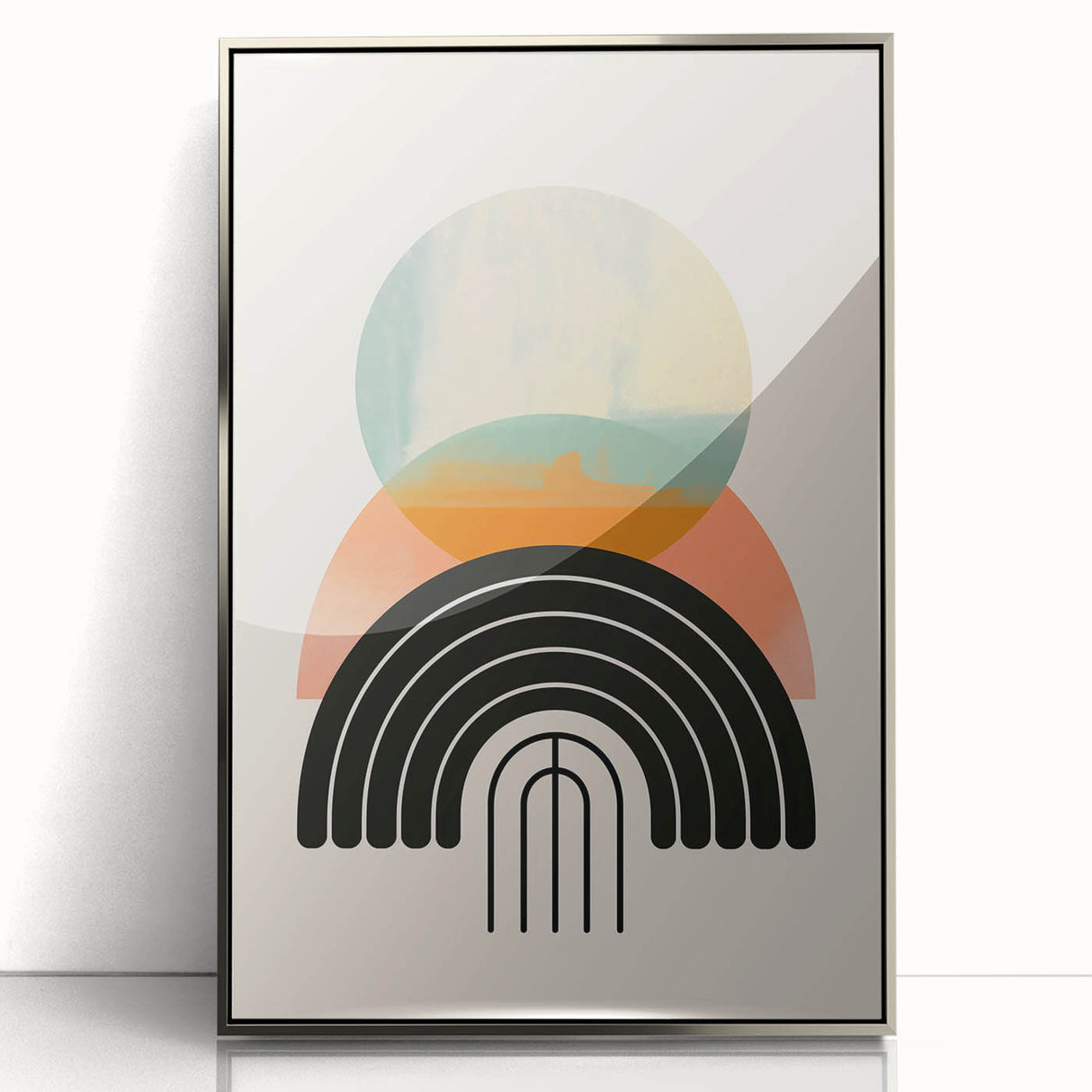 Canvas Art for Dining Area - Retro Geometric Abstract Print