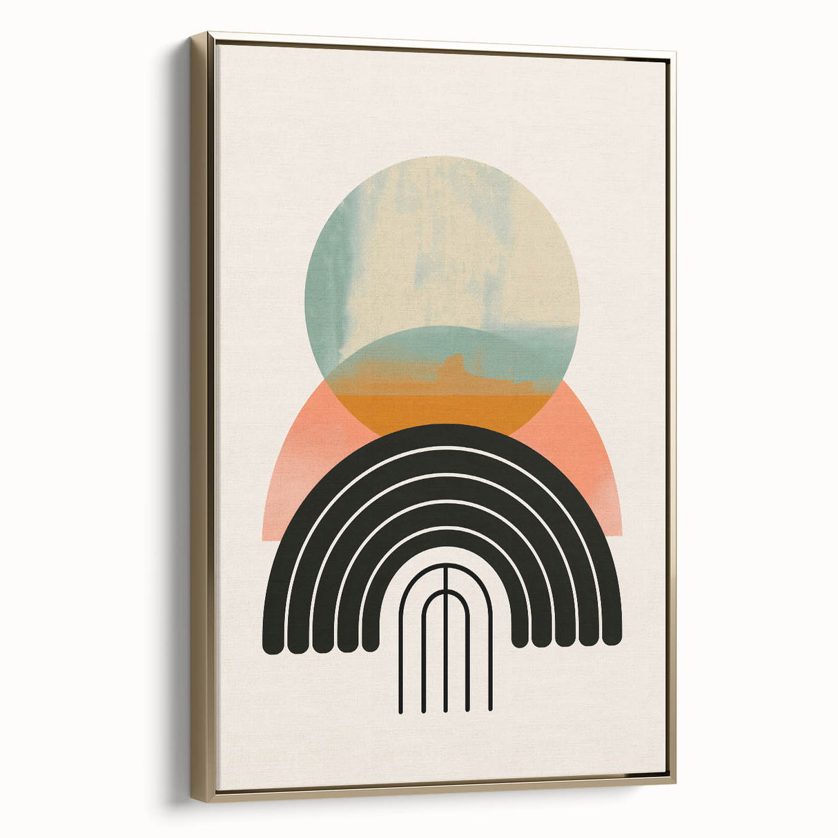 Canvas Art for Dining Area - Retro Geometric Abstract Print