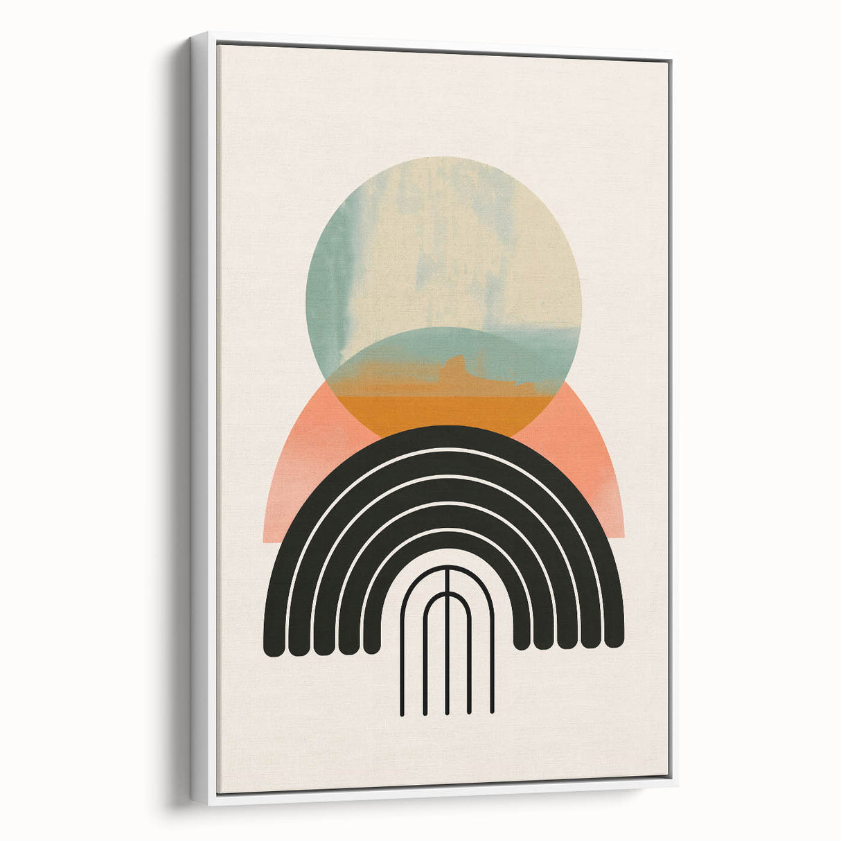 Canvas Art for Dining Area - Retro Geometric Abstract Print