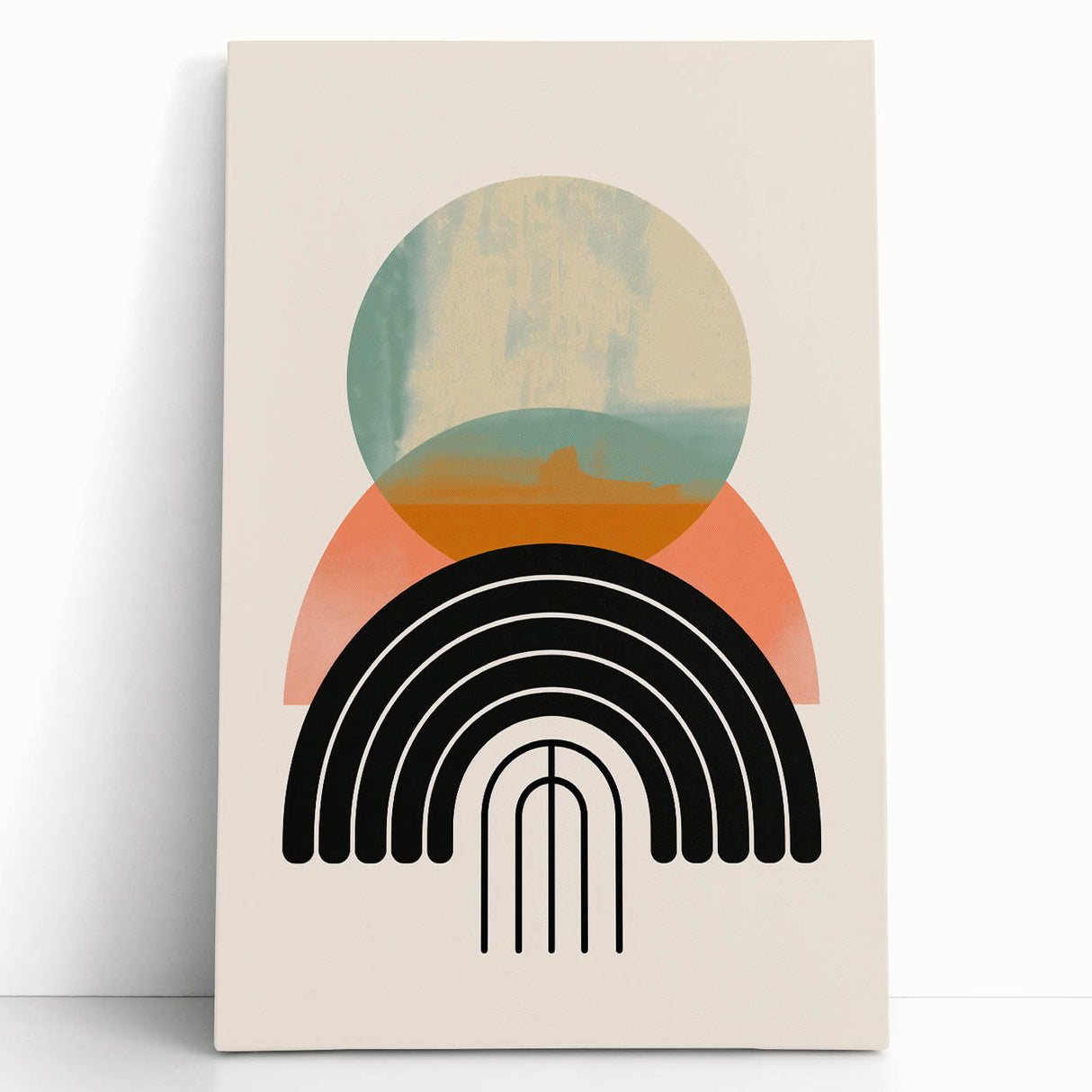 Canvas Art for Dining Area - Retro Geometric Abstract Print