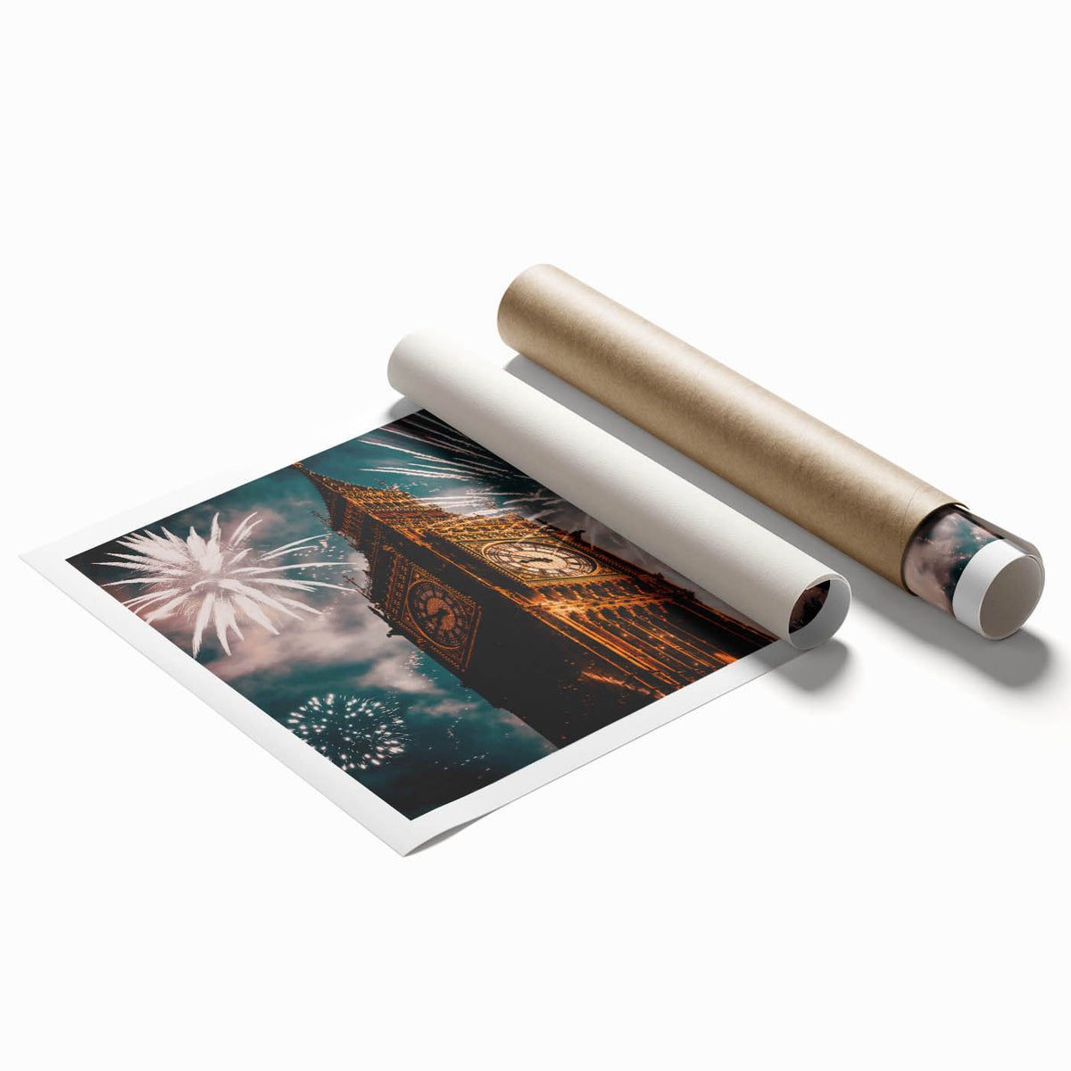 Extra large rolled print of a serene London scenery with floral elements, ideal for classy bathroom wall art.