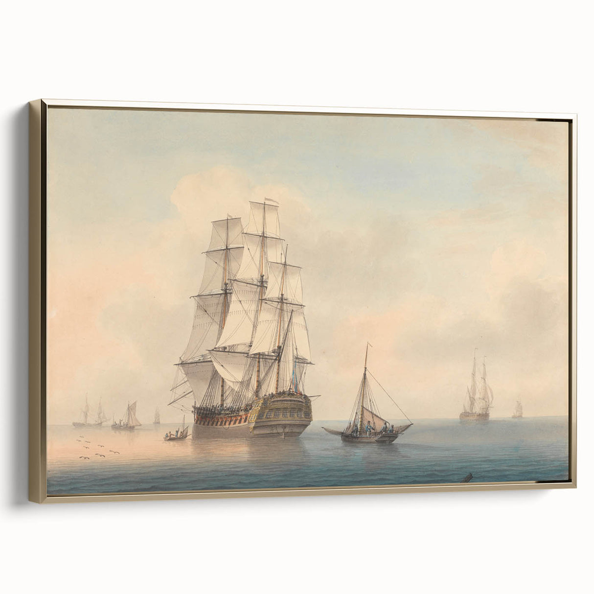 Romantic Art Prints: A Warship Preparing to Leave the Anchorage