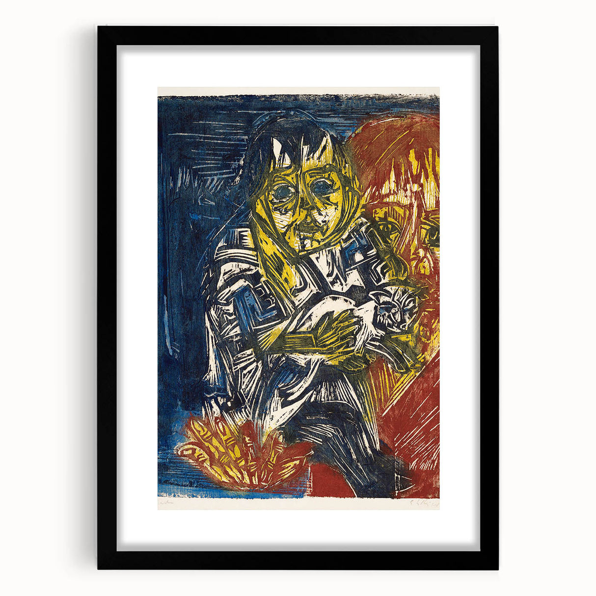 Expressionist Woman and Child – Vibrant Figurative Wall Art