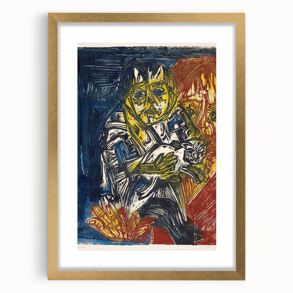 Expressionist Woman and Child – Vibrant Figurative Wall Art