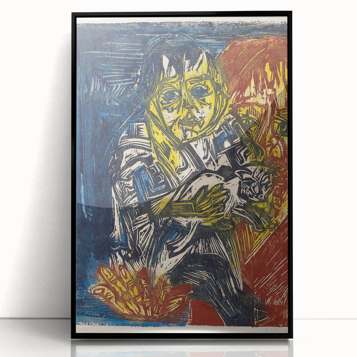 Expressionist Woman and Child – Vibrant Figurative Wall Art