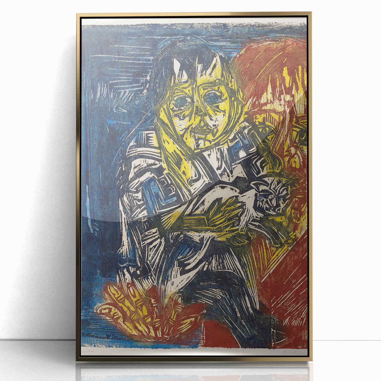 Expressionist Woman and Child – Vibrant Figurative Wall Art