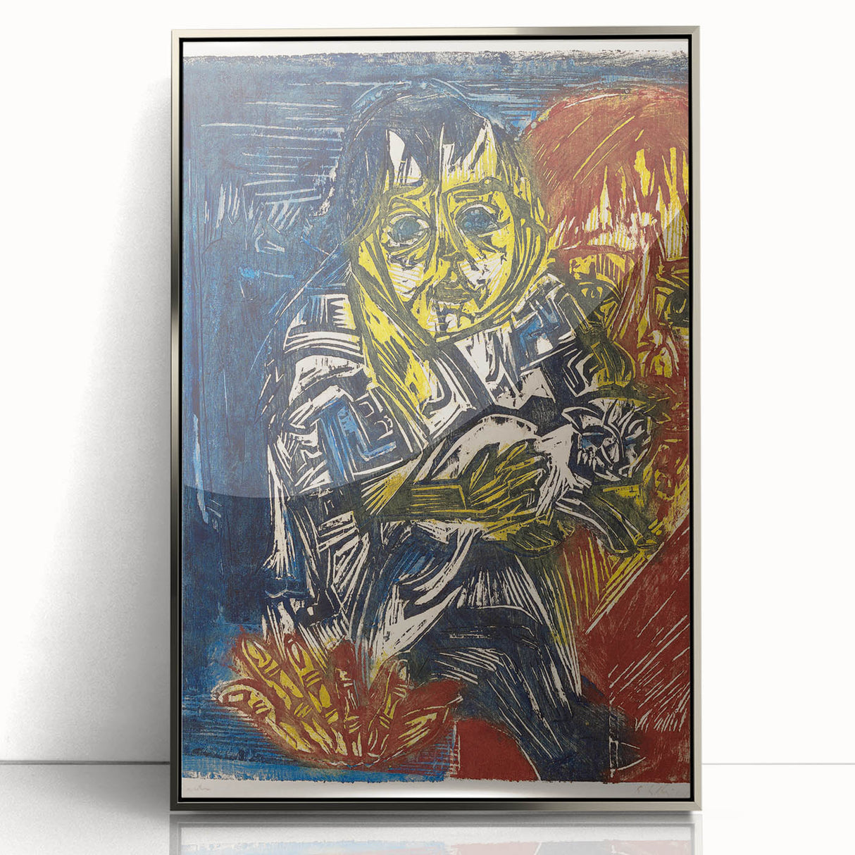 Expressionist Woman and Child – Vibrant Figurative Wall Art